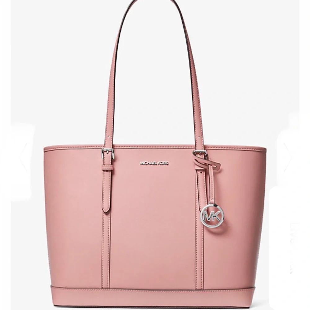 MICHAEL KORS POWDER BLUSH COLOR  Jet Set Travel Large Logo Tote Bag
